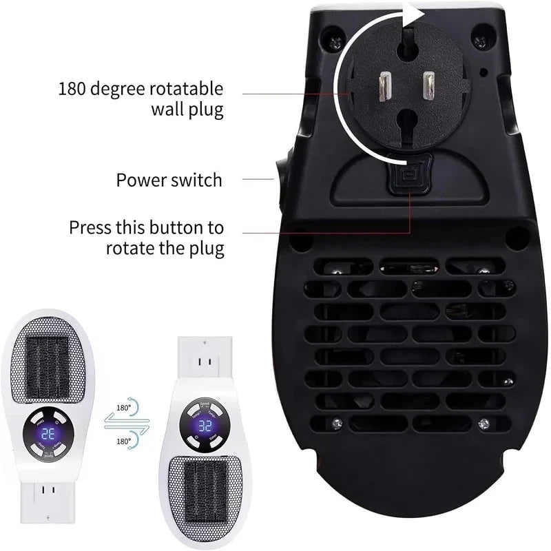 Compact Plug In Wall Outlet Space Heater