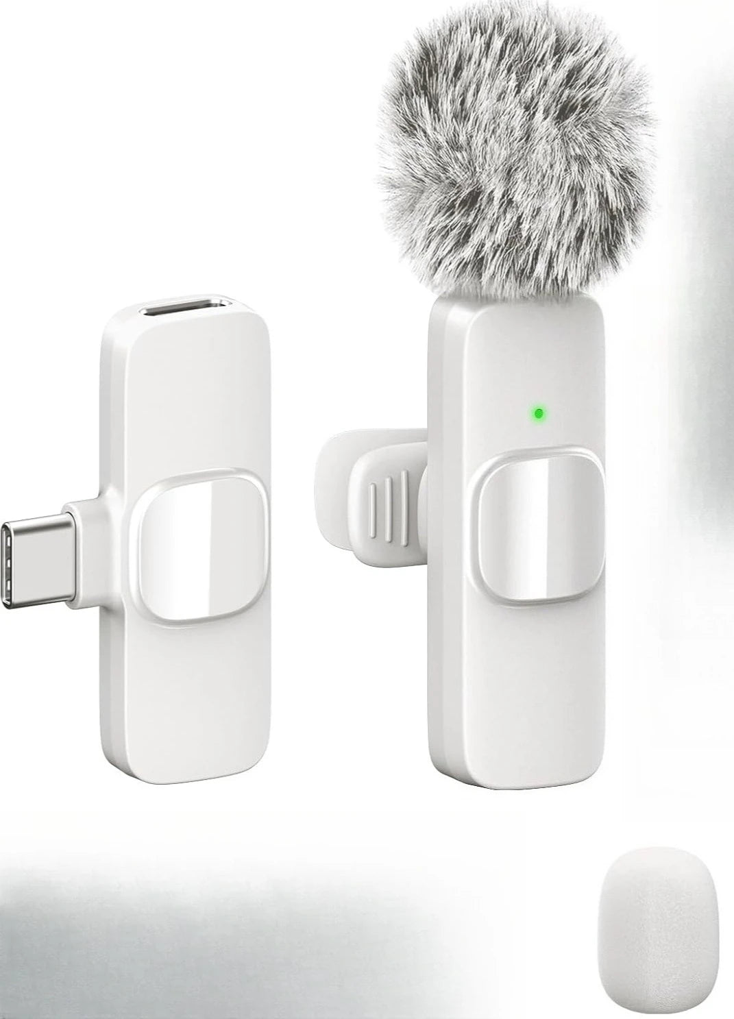 Wireless Lavalier Microphone Mini Lapel Mic for Type-C Smartphones Vlogging Facebook Videos Audio Recording