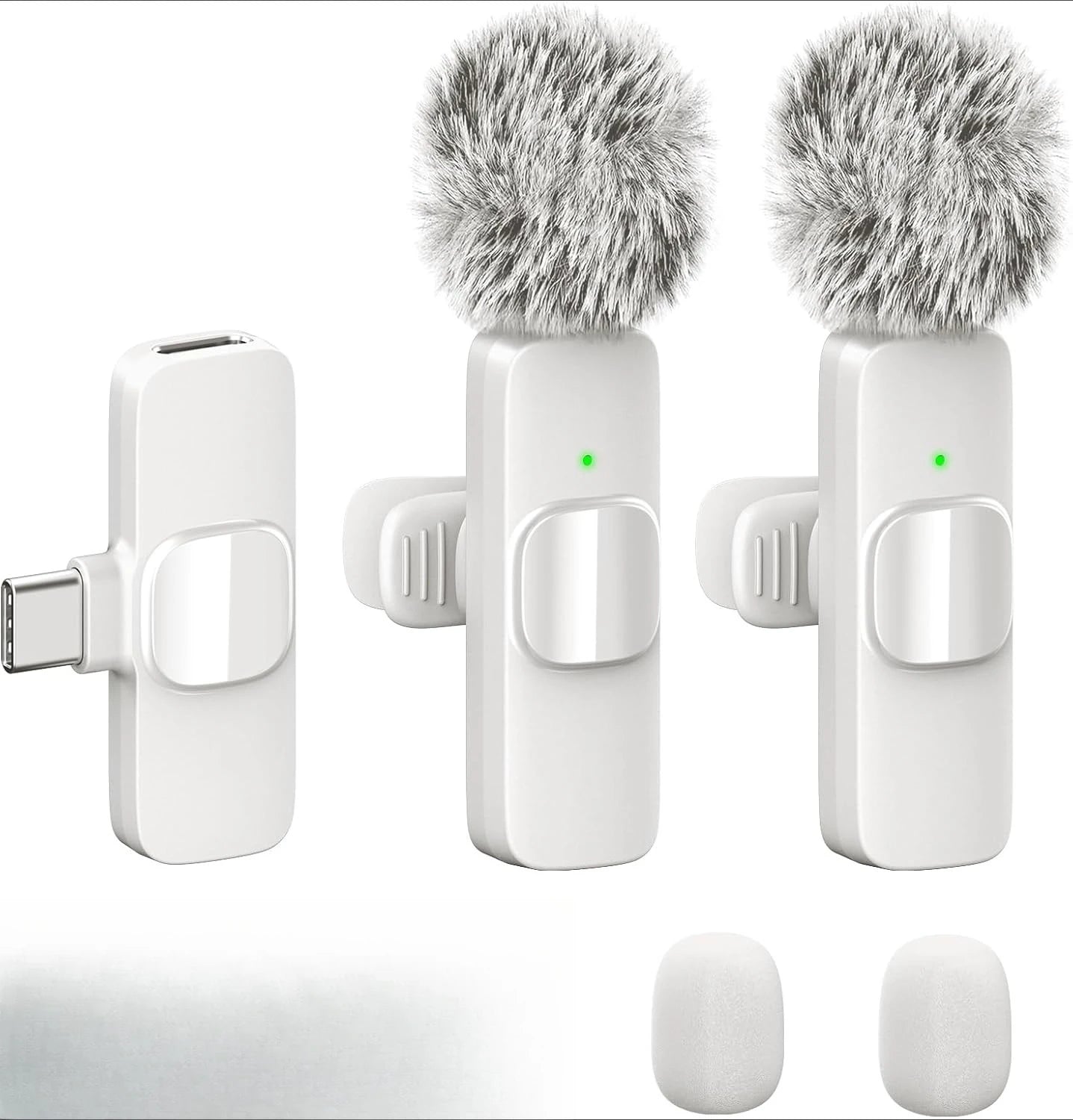 Wireless Lavalier Microphone Mini Lapel Mic for Type-C Smartphones Vlogging Facebook Videos Audio Recording