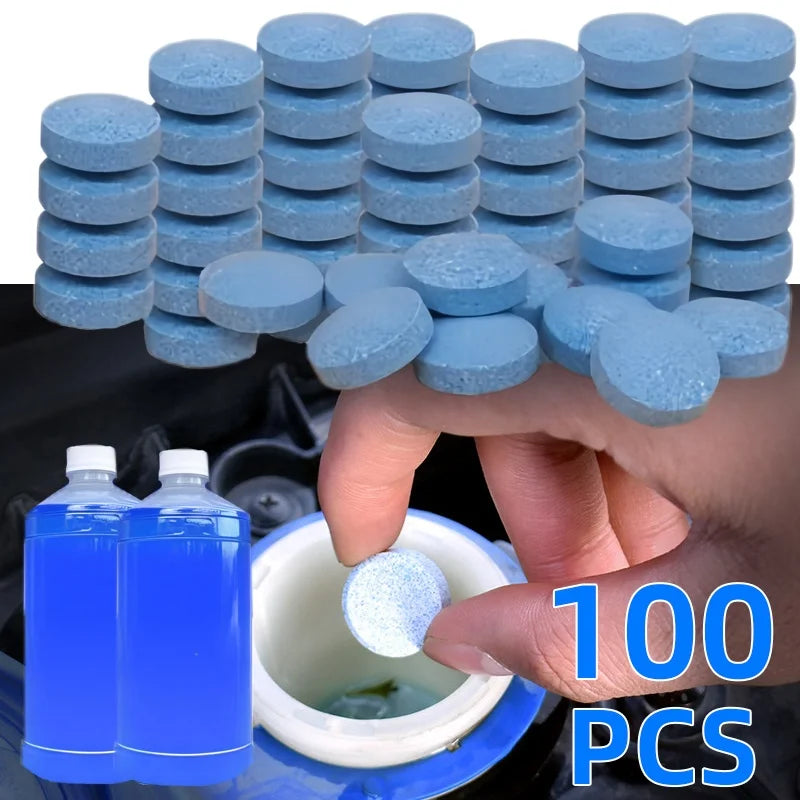 All-Season Windshield Washer Effervescent Tablet (Solid Concentrate) Shellac-Free Formula