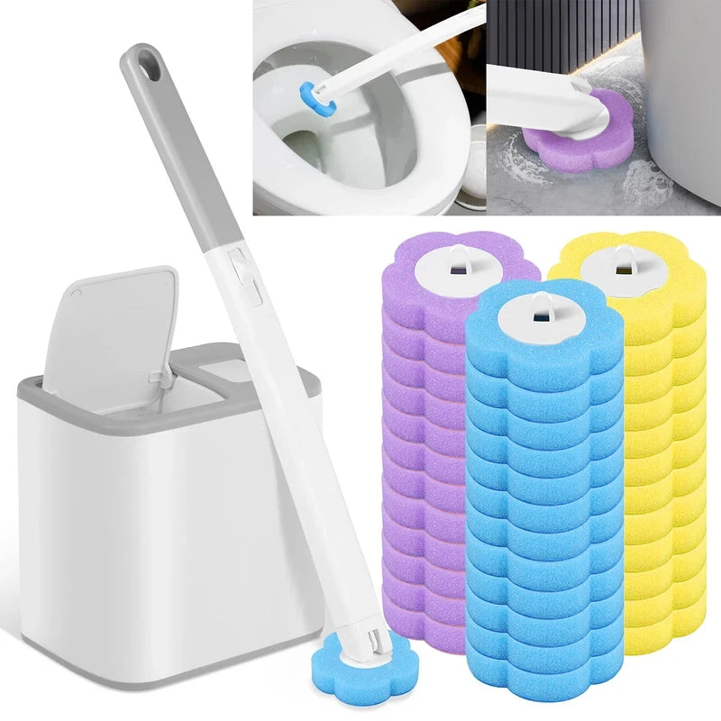 New Disposable Toilet Brush Cleaning Kit Long Handle Auto Lid Opening Replacement Head Bathroom WC Tool Accessories
