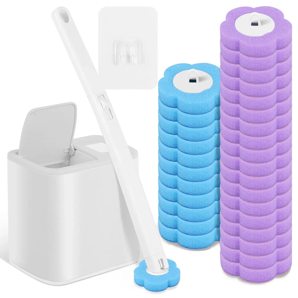 New Disposable Toilet Brush Cleaning Kit Long Handle Auto Lid Opening Replacement Head Bathroom WC Tool Accessories