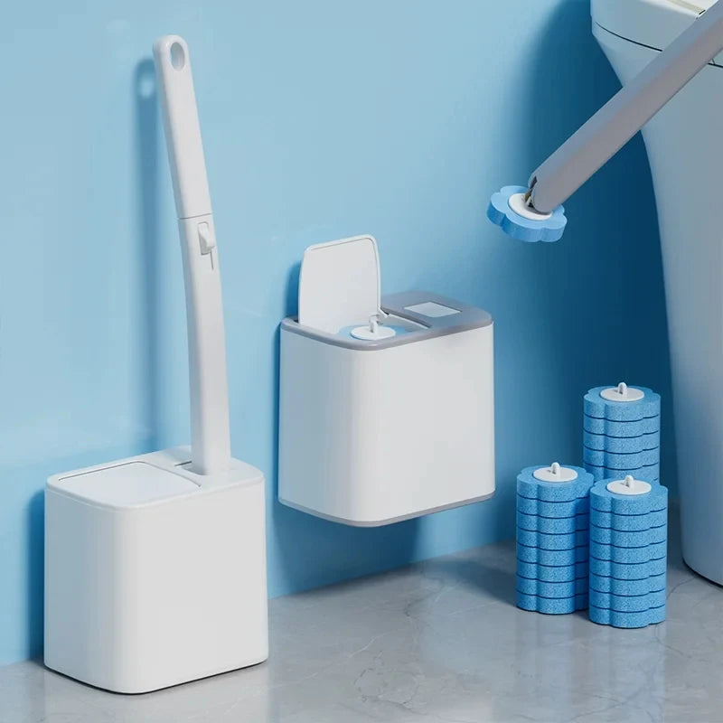 New Disposable Toilet Brush Cleaning Kit Long Handle Auto Lid Opening Replacement Head Bathroom WC Tool Accessories