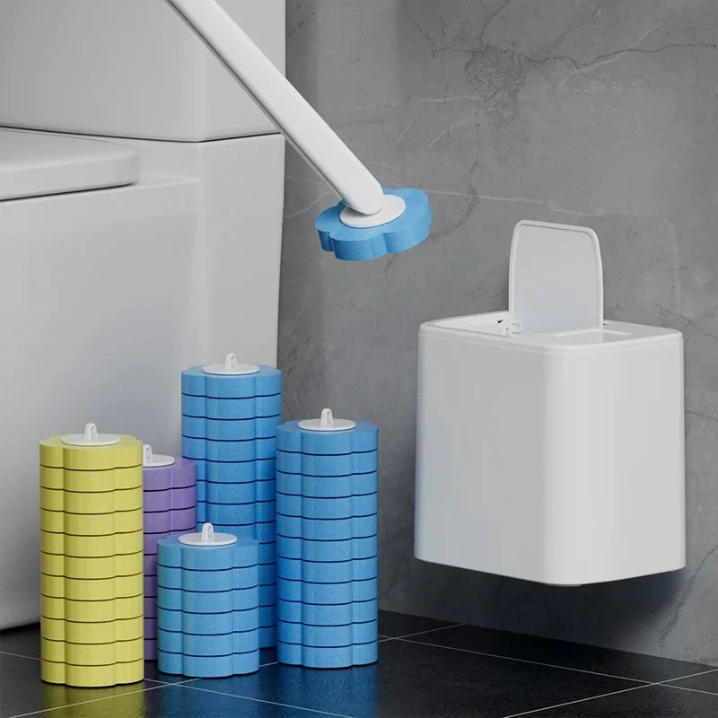 New Disposable Toilet Brush Cleaning Kit Long Handle Auto Lid Opening Replacement Head Bathroom WC Tool Accessories